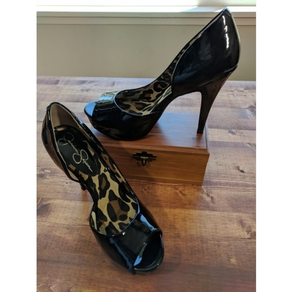 Jessica Simpson Shoes - Jessica Simpson black patent peep-toe heels